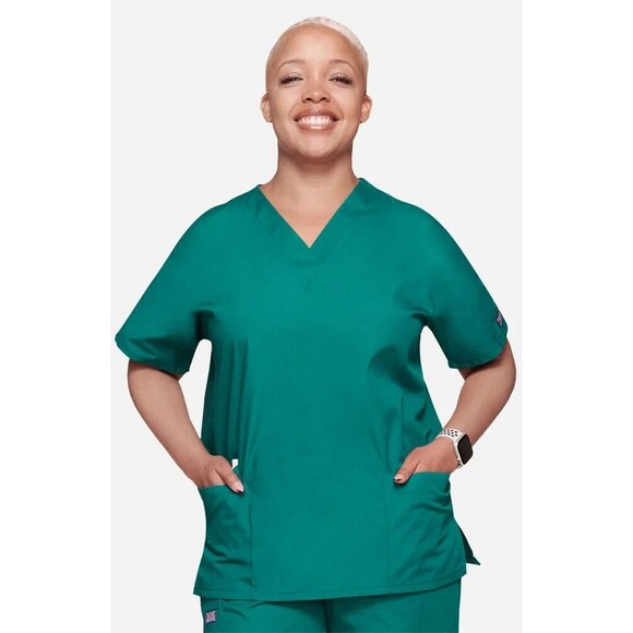 Cherokee Workwear Green Women Plus Size VNeck Scrub 5XL Multi Pocket Set Medical - Picture 2 of 8